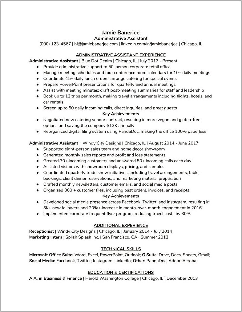 Skill Resume For Administrative Assistant