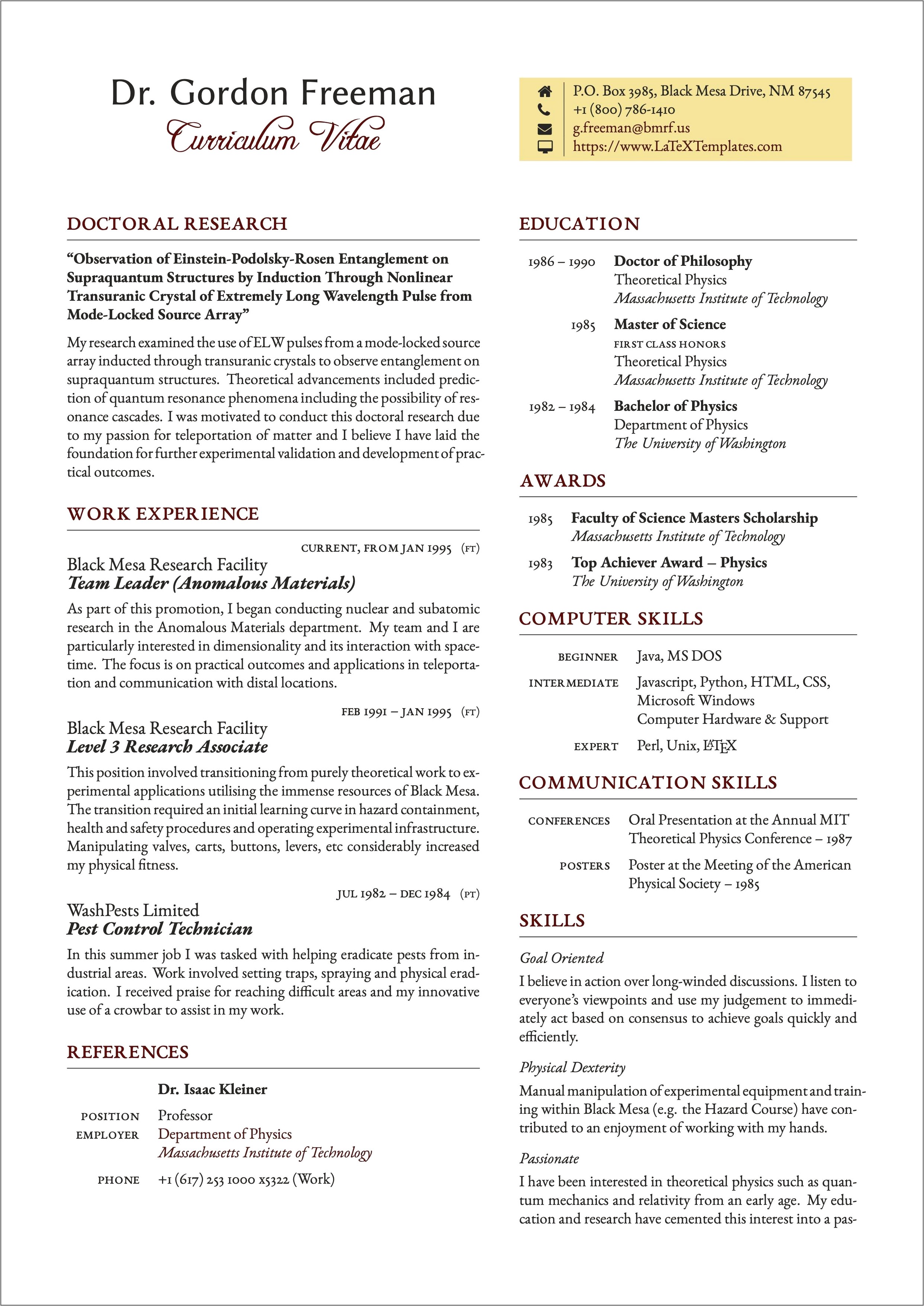 Skill Section On Resume College