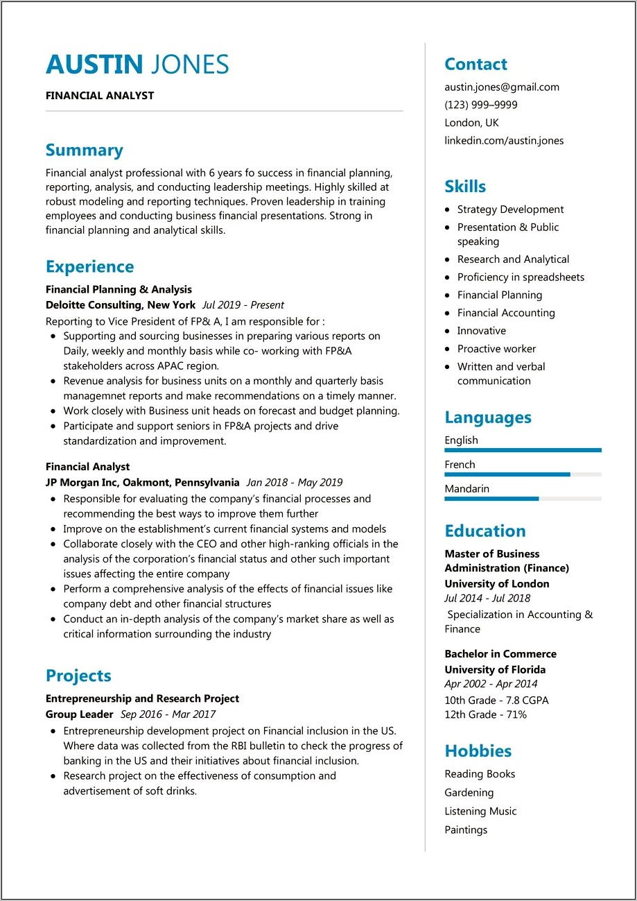 Skills For A Finance Resume