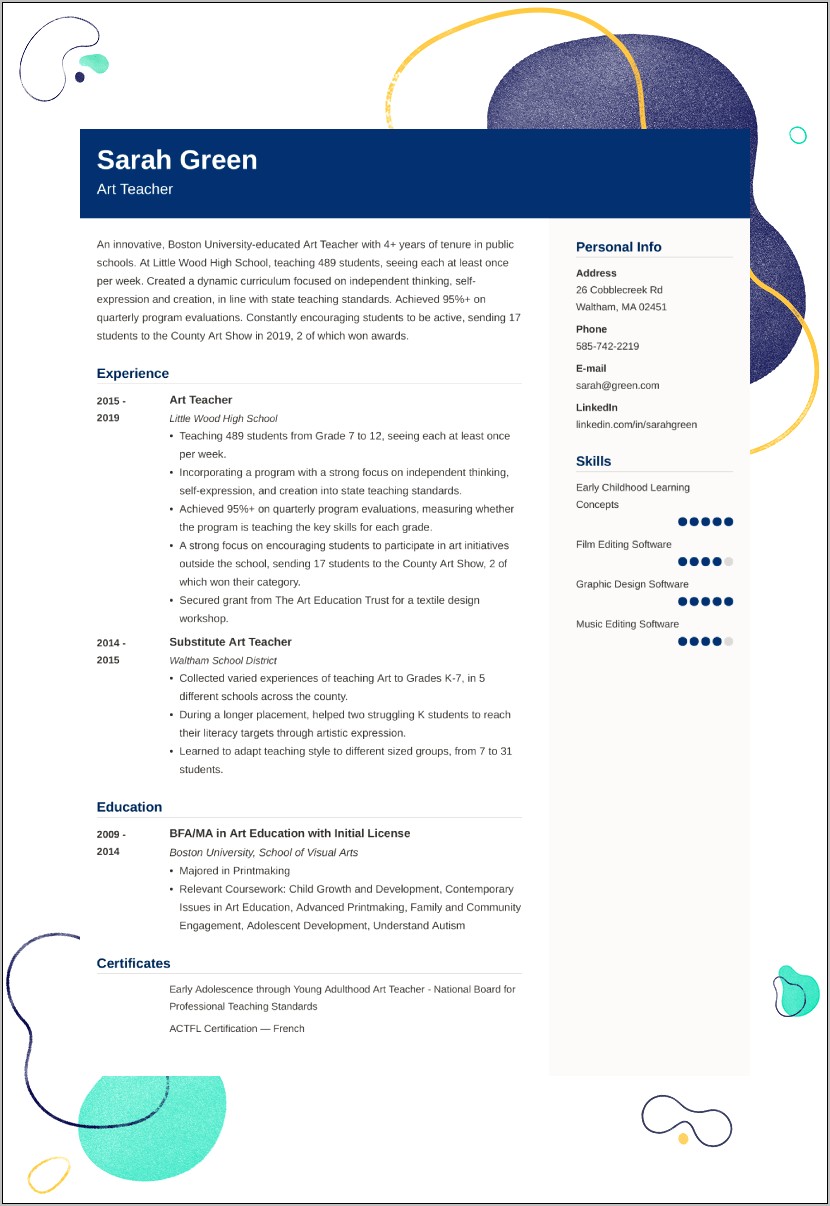 Skills For Crafting Jobs Resume