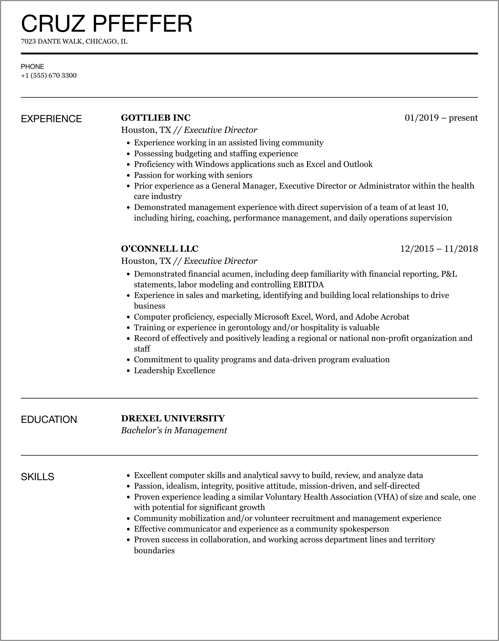 Skills For Nonprofit Managers Resume