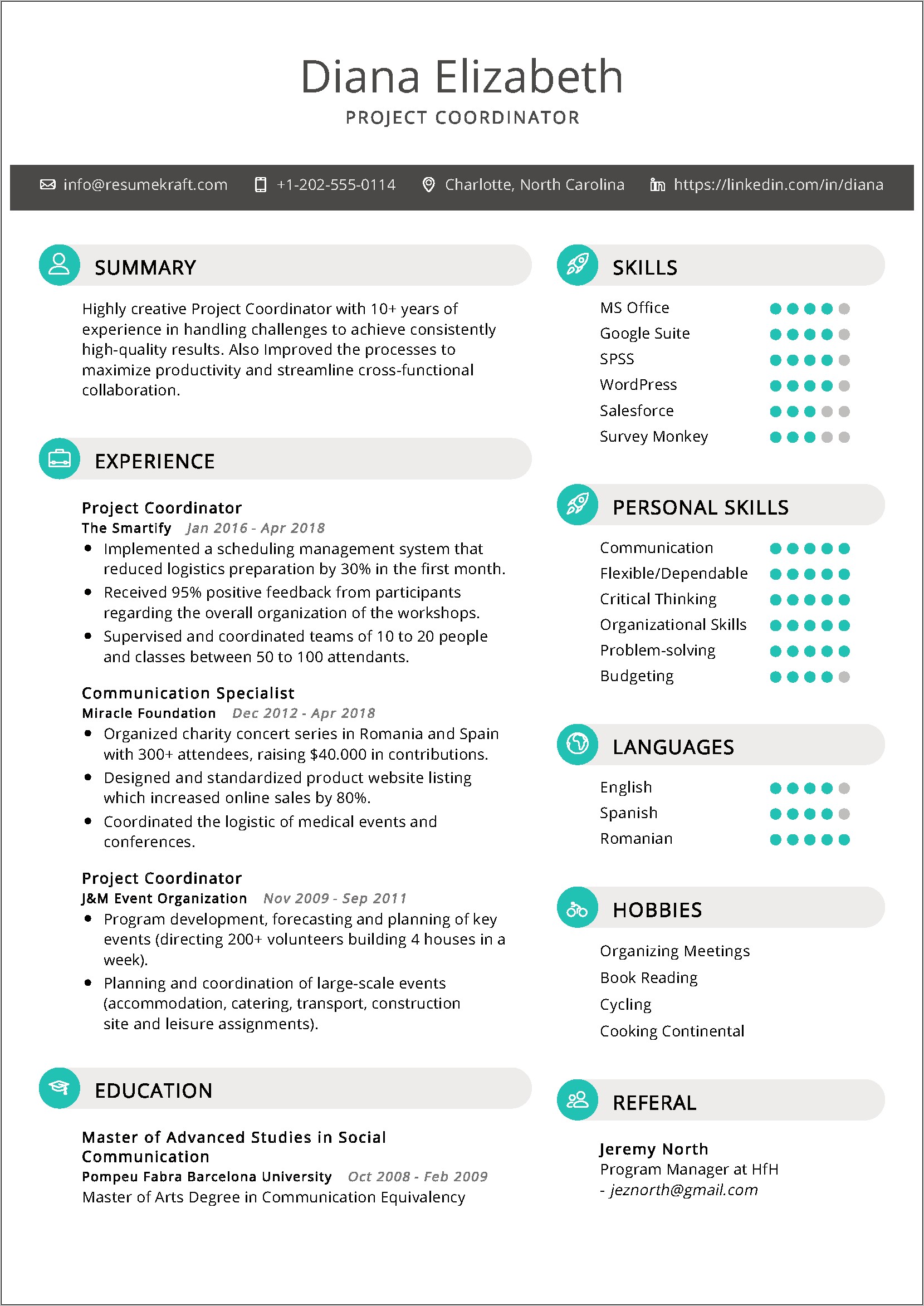 Skills For Project Coordinator Resume