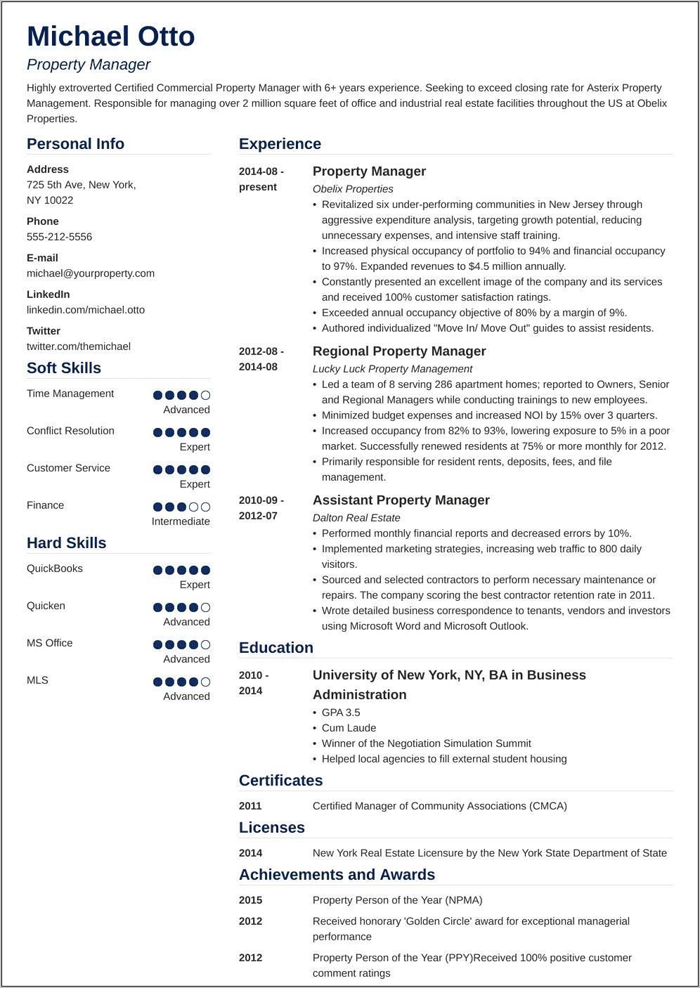 Skills For Property Manager Resume