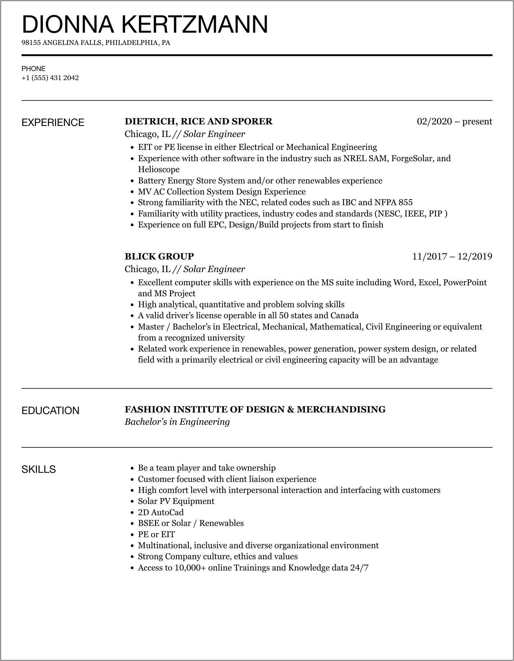 Skills For Resume Solar Installer