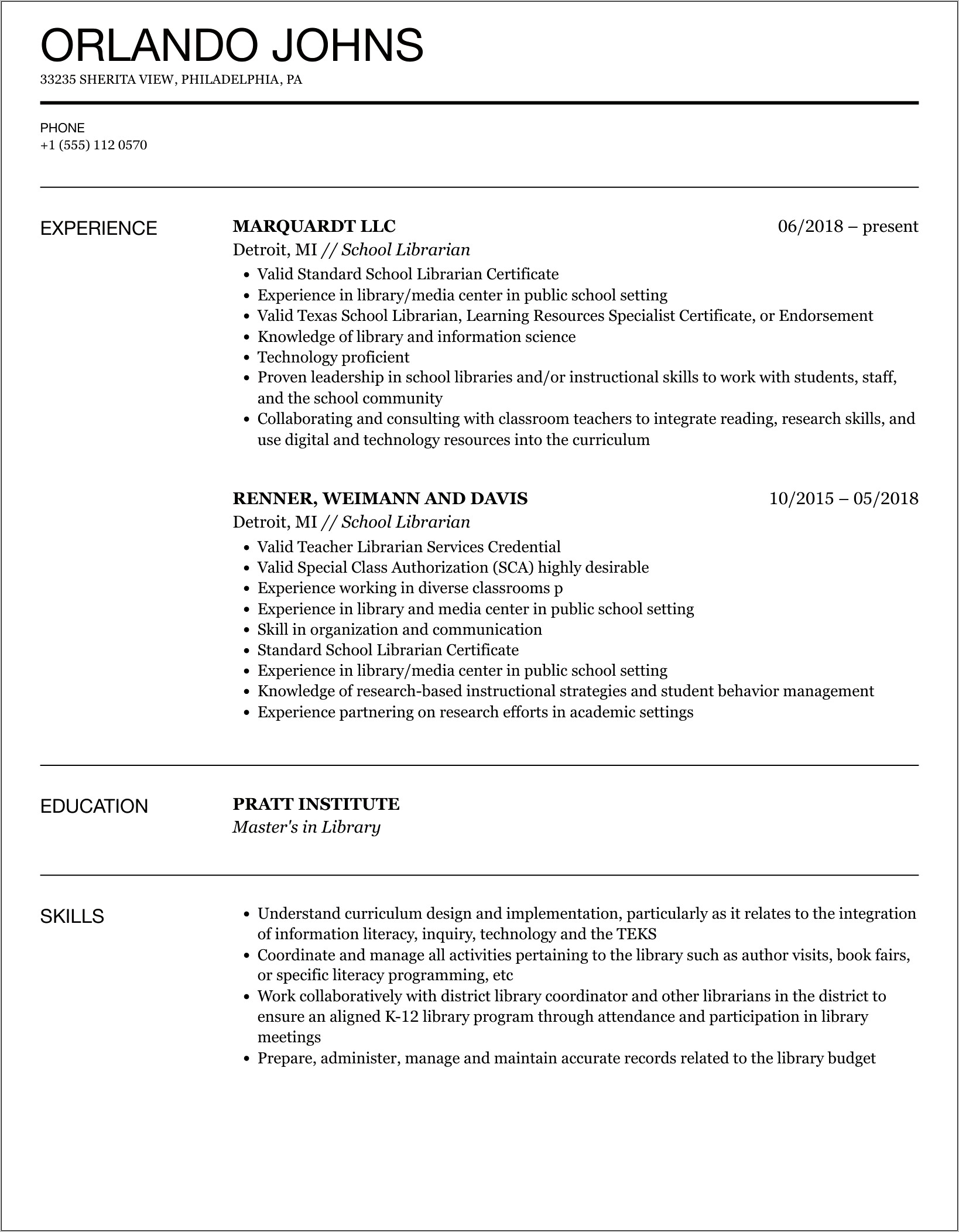 Skills List For Resume Library