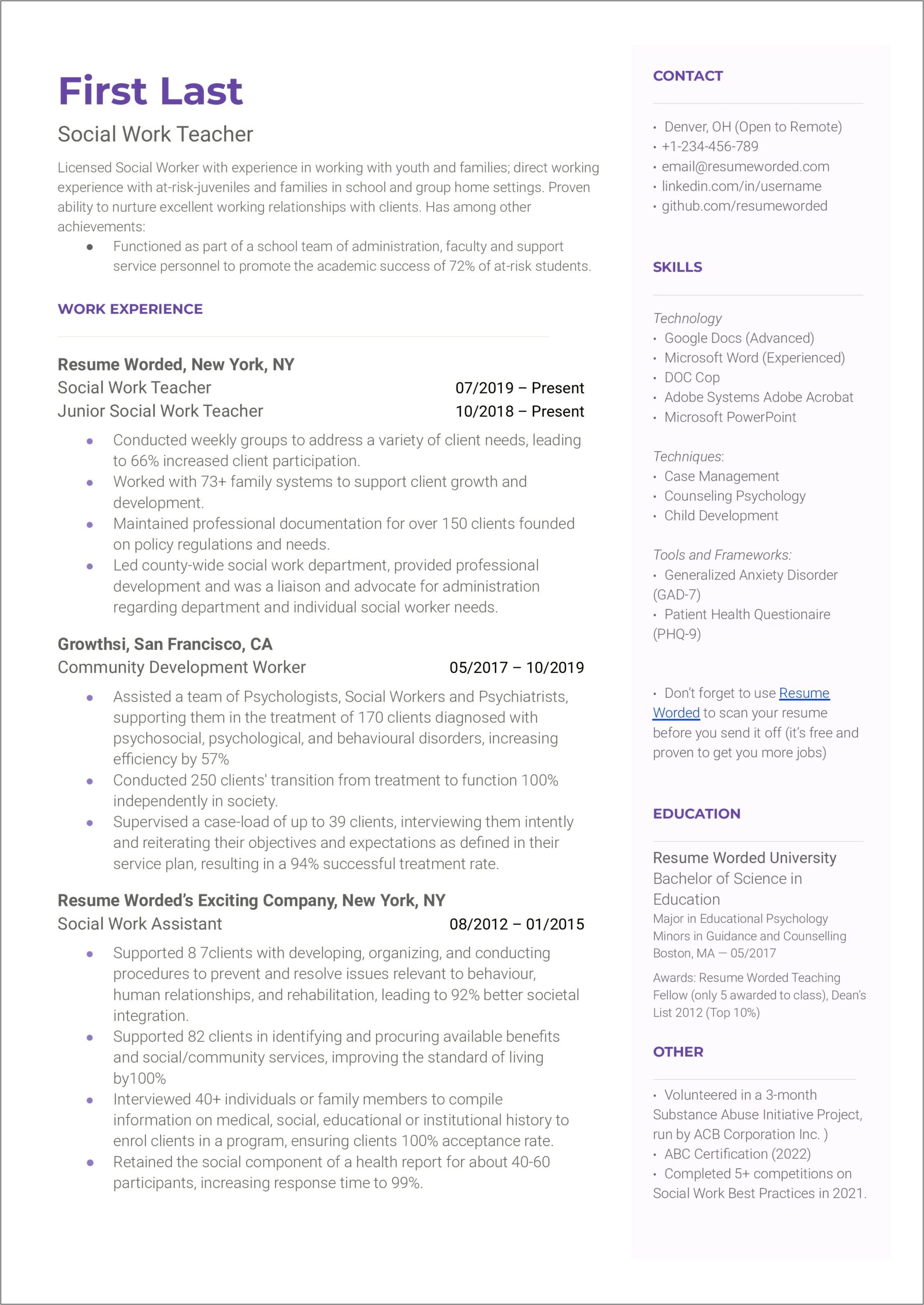 Skills On A Teaching Resume