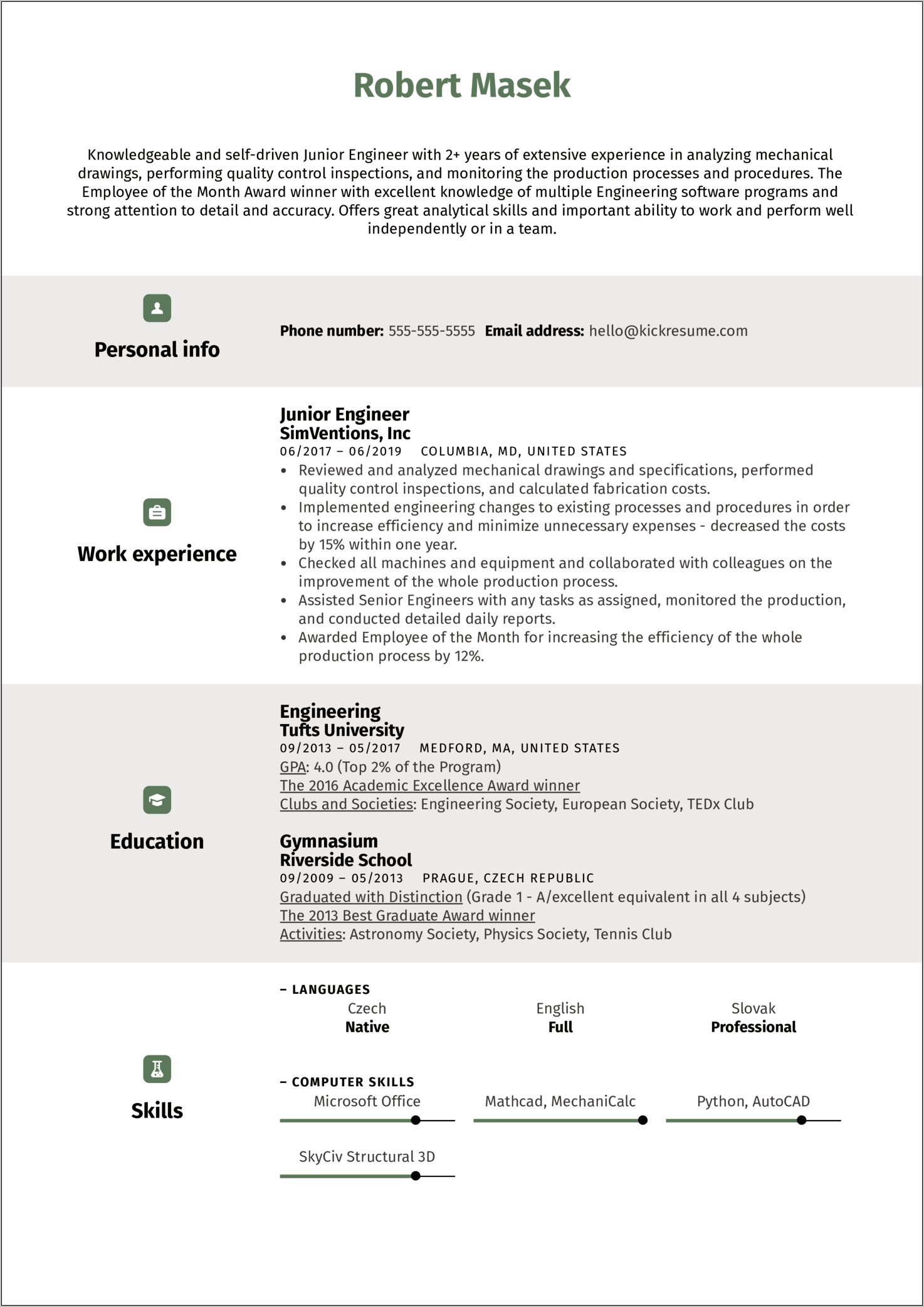 Skills Section Of Engineering Resume