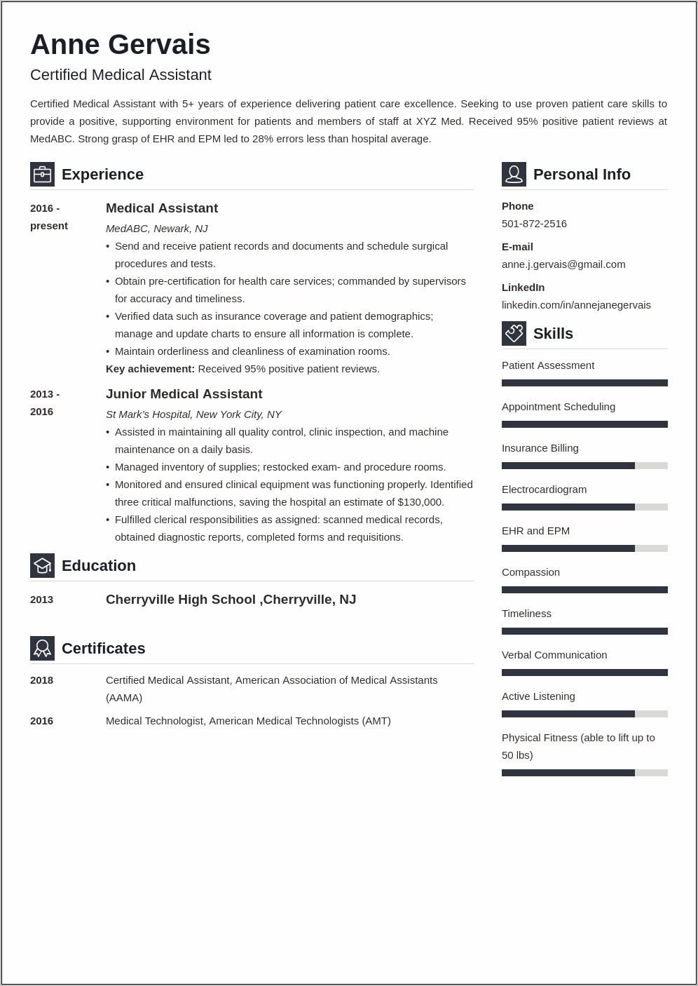 Skills Section Of Medical Resume