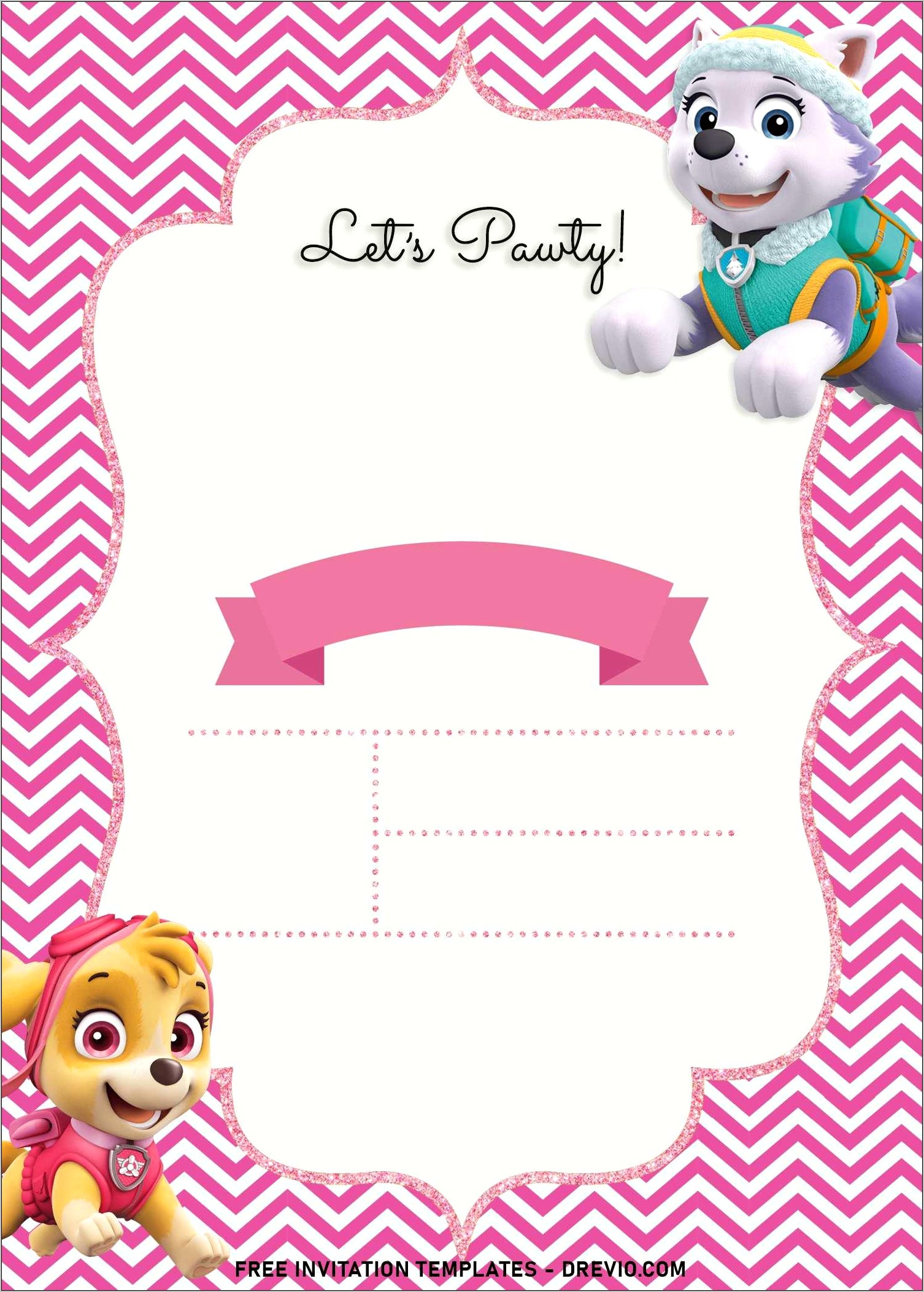 Skye Paw Patrol Free Printables Invitations Template