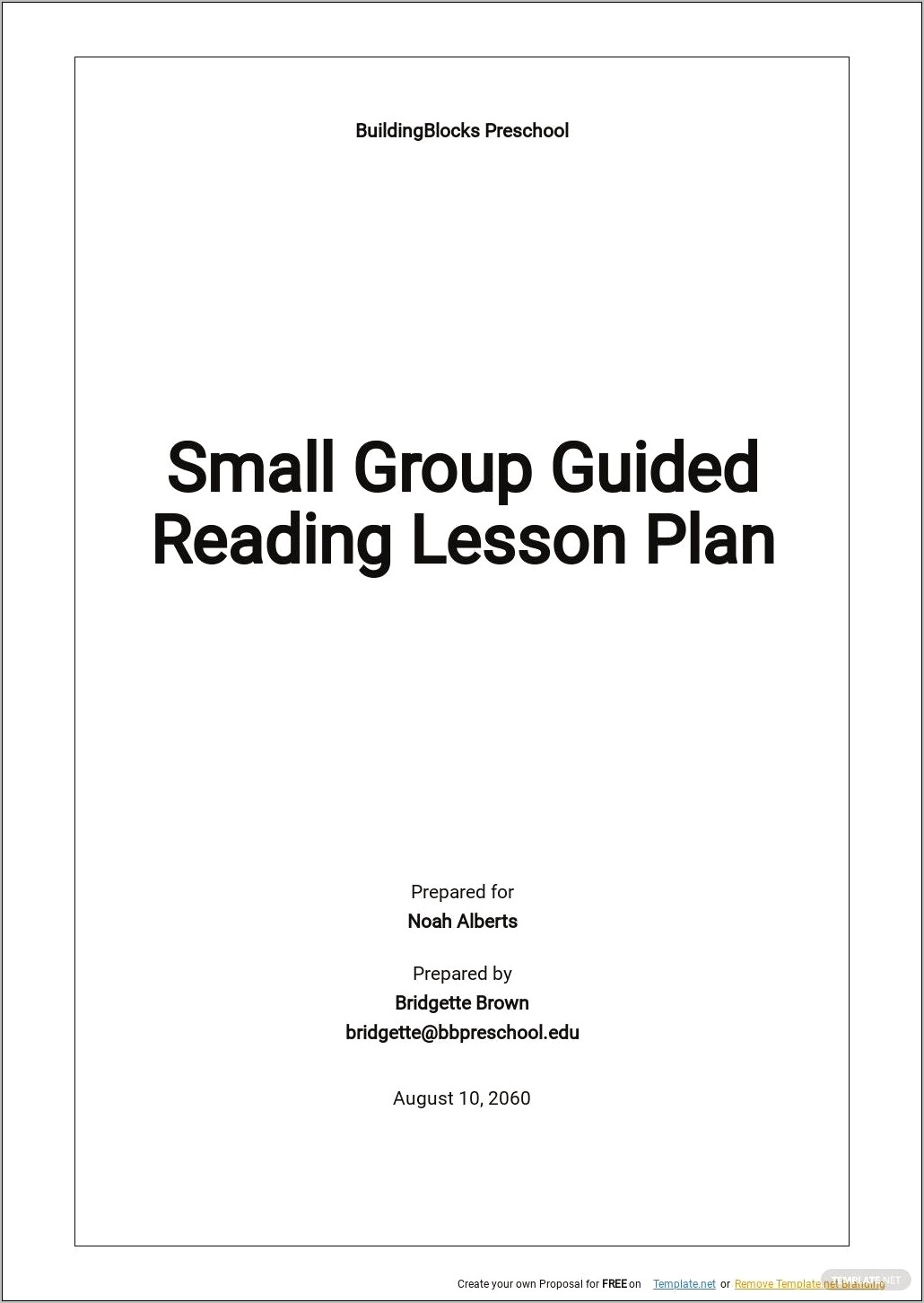 Small Group Lesson Plan Template Pdf Free