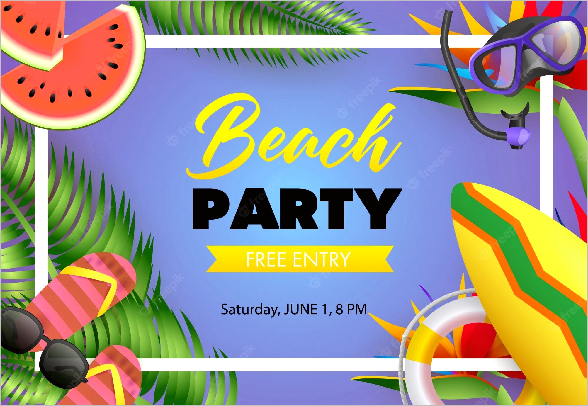 Soaking Wet Pool Party Flyer Template Free