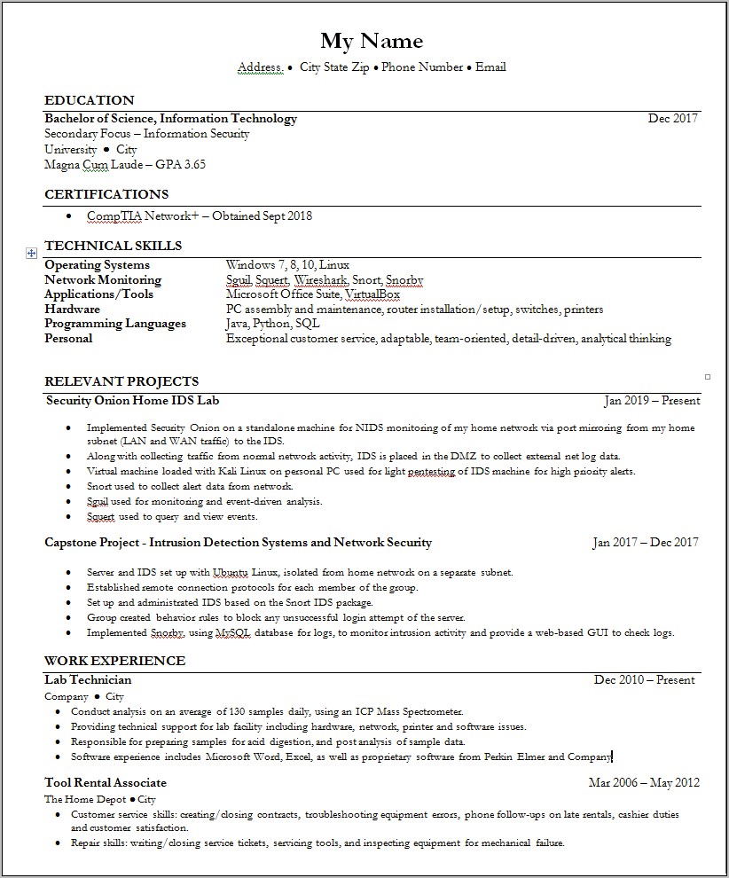 Soc Analyst 3 Resume Sample