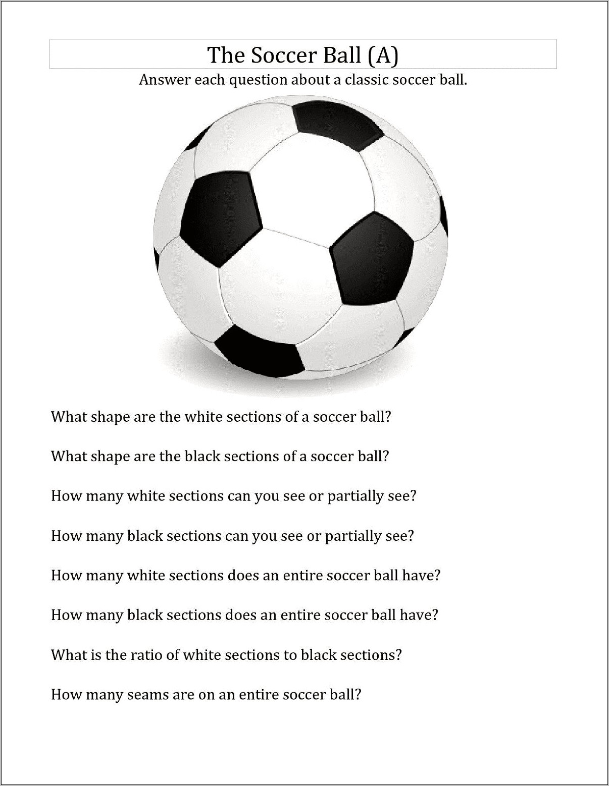 Soccer Ball Template Free Writing Prompt Sheet