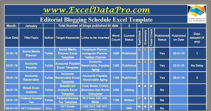 Social Media Calendar Excel Template Download