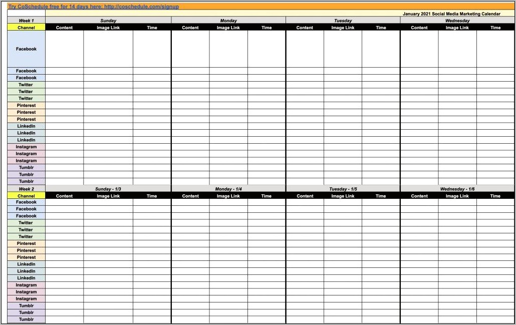 Social Media Calendar Template Excel Download