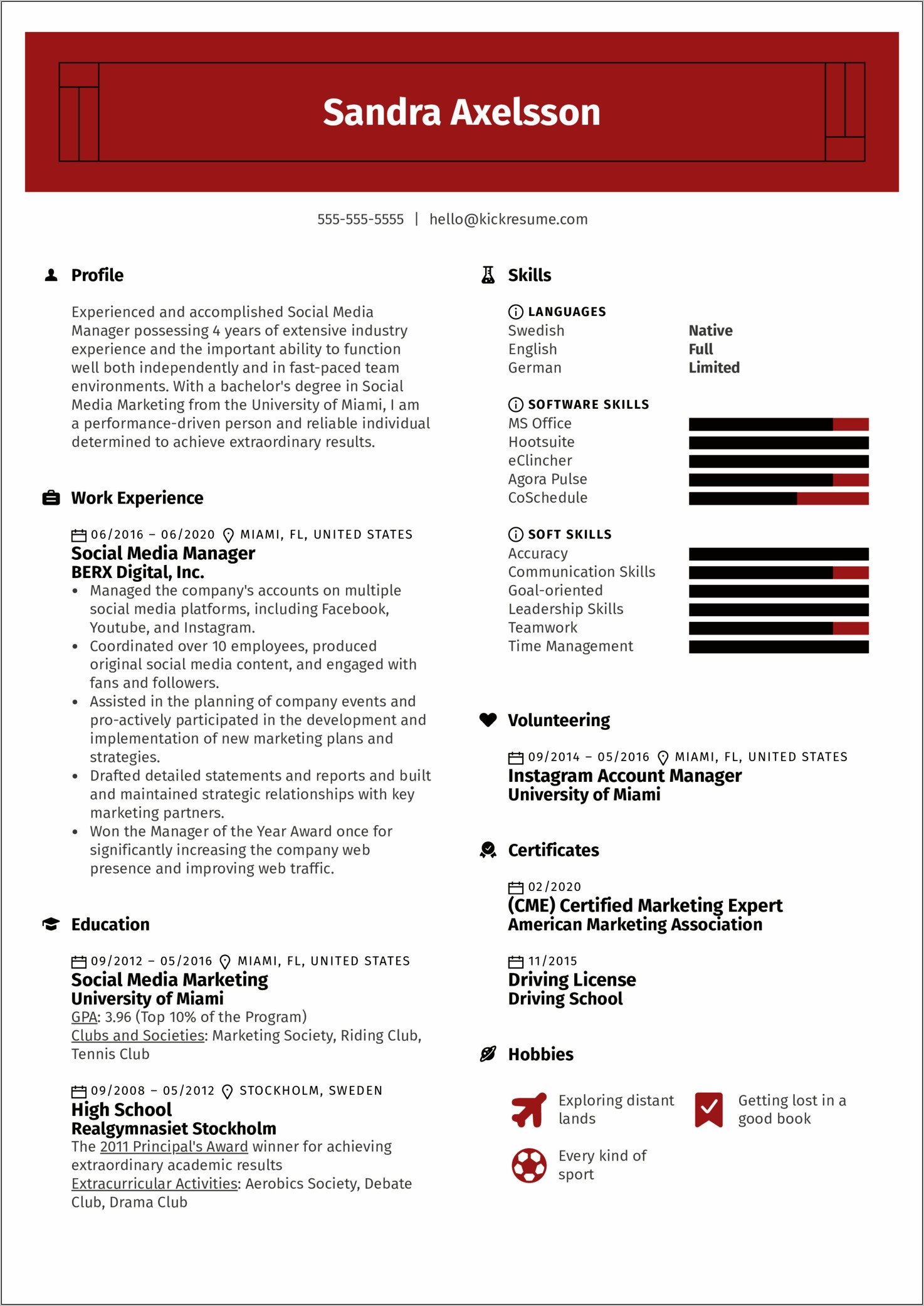 Social Media Campaign Manager Resume