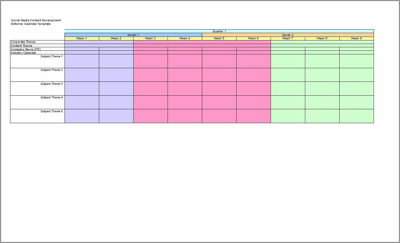 Social Media Content Calendar Template Free Excel