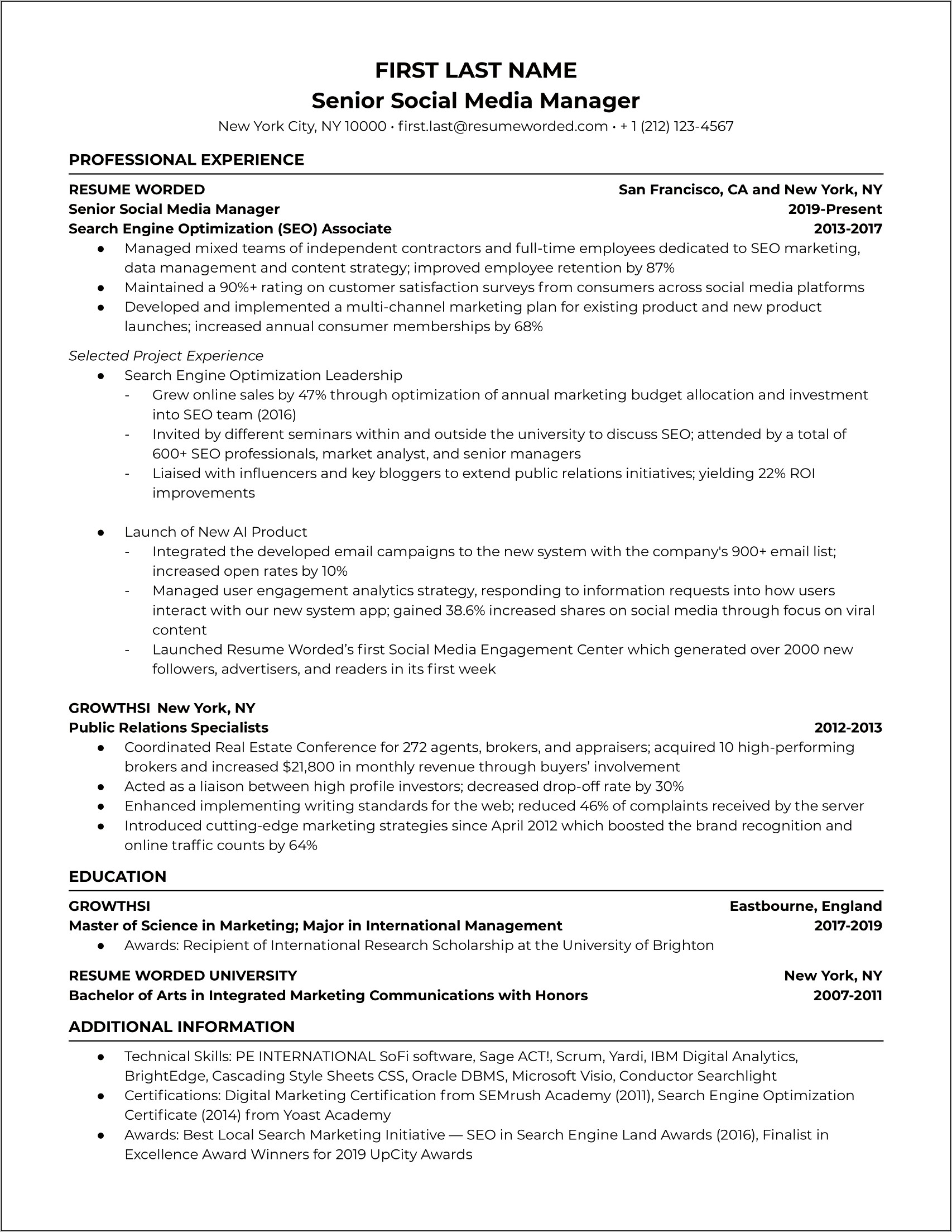 Social Media Manager Resume Jobhero