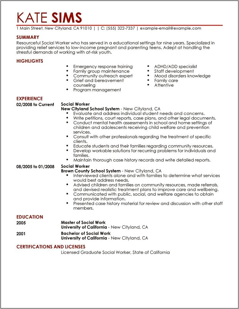 Social Service Worker Resume Skills