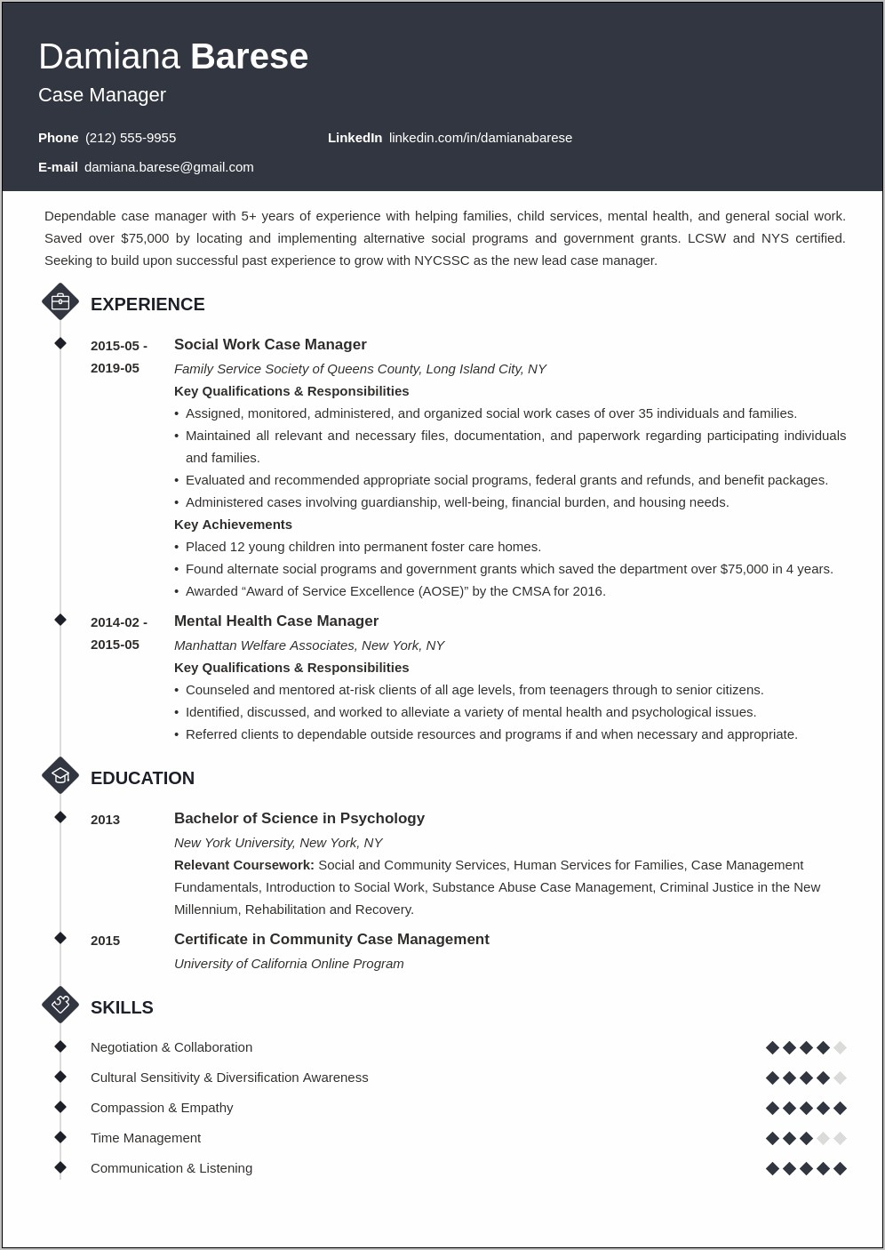 Social Worker Case Manager Resume