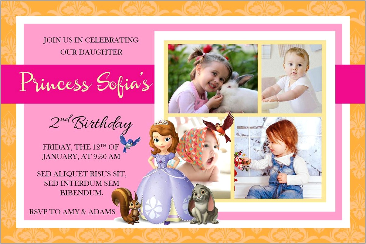 Sofia The First Party Invitation Free Template