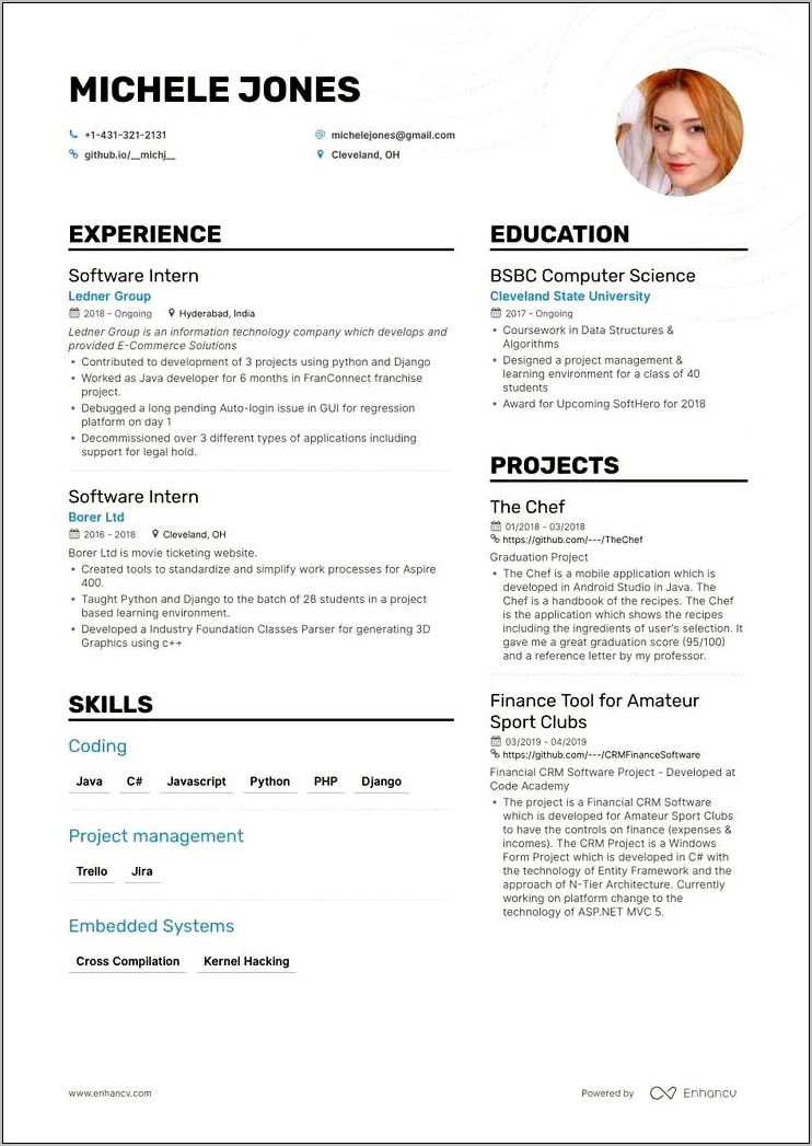 Software Developer Example Resume 2018