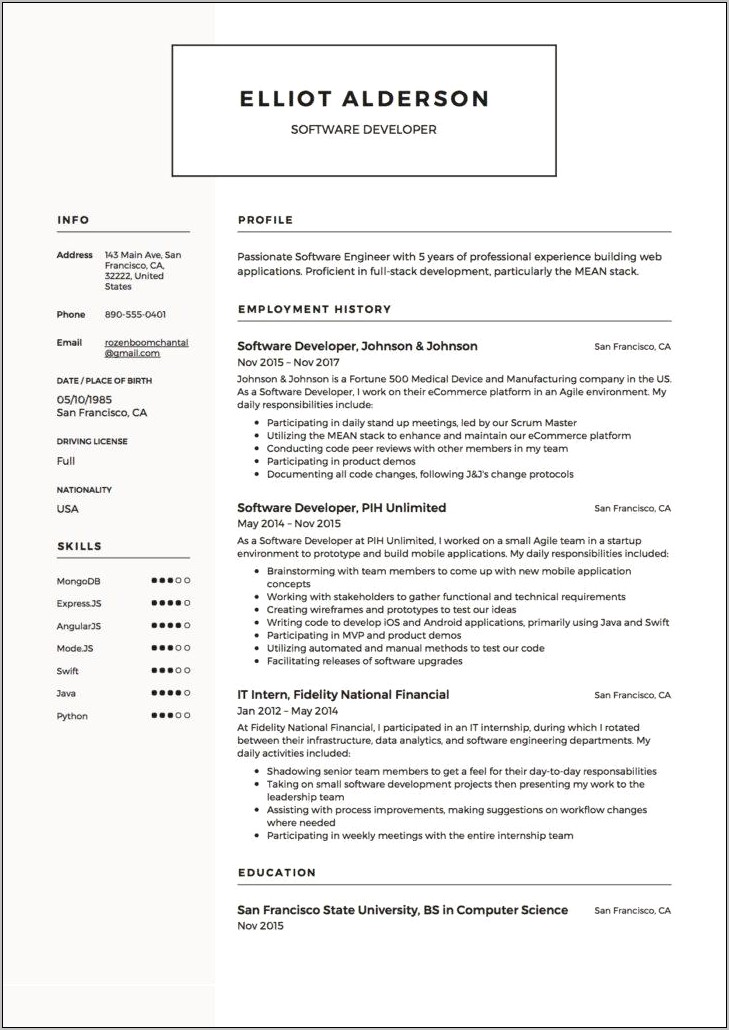 Software Engineer Resume Skills Section