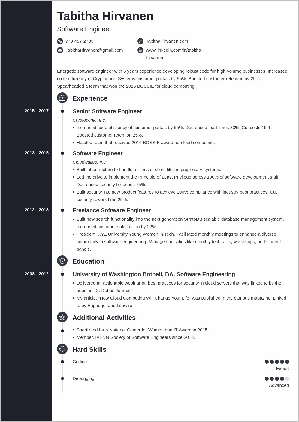 Software Engineer Skills Resume Update