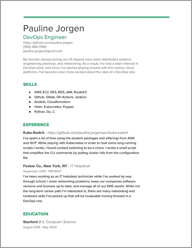 Software Engineering Internship Resume Examples