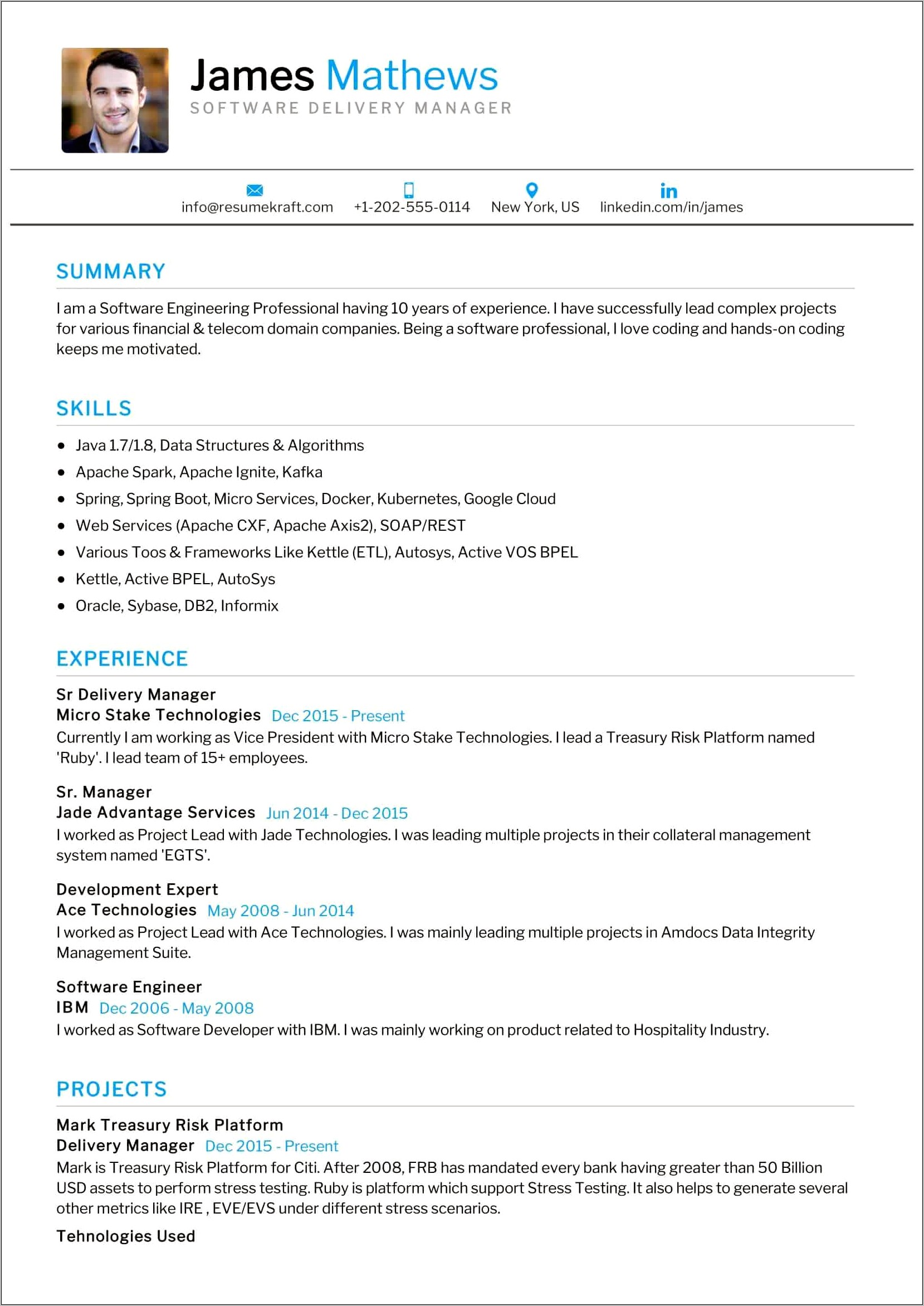 Software Engineering Manager Resume Format