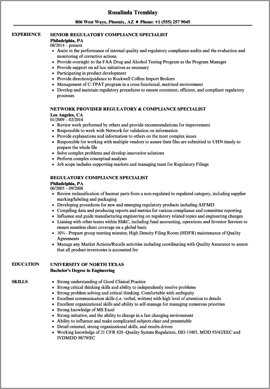 Software Licensing Specialist Resume Sample