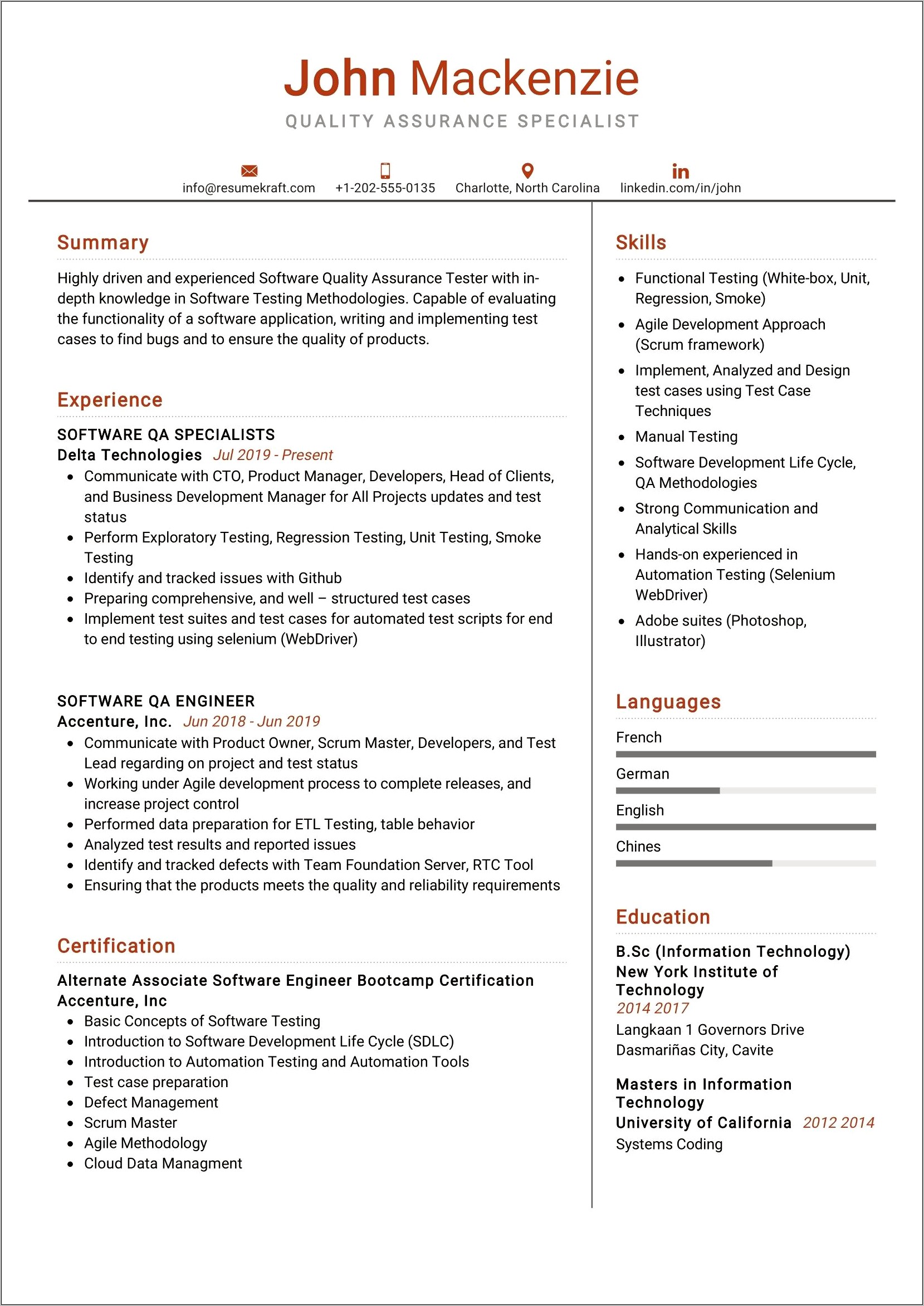 Software Testing Trainer Resume Sample