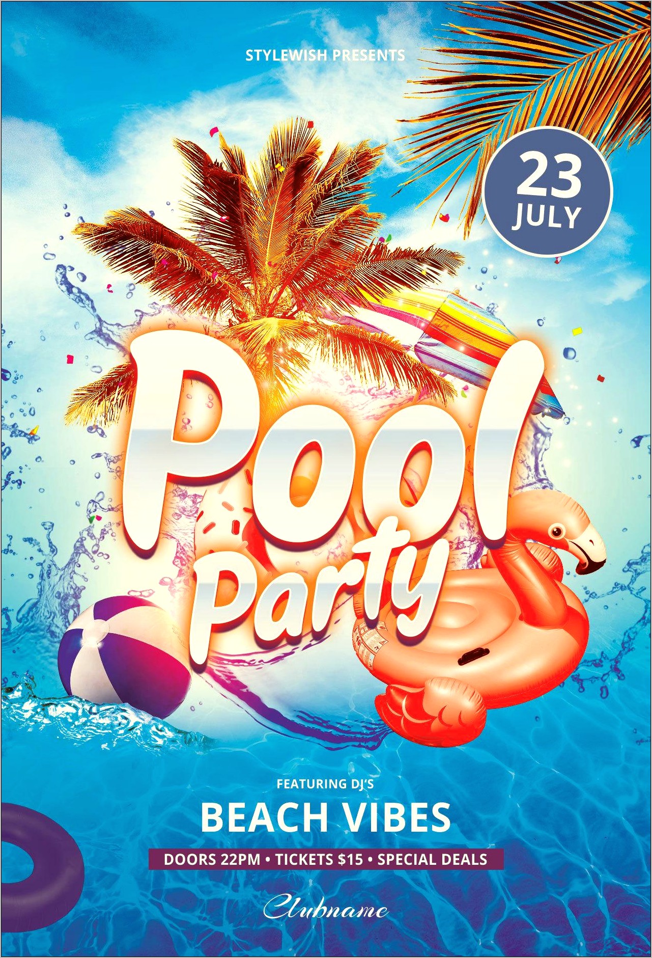 Splash Pool Party Flyer Template Free Download