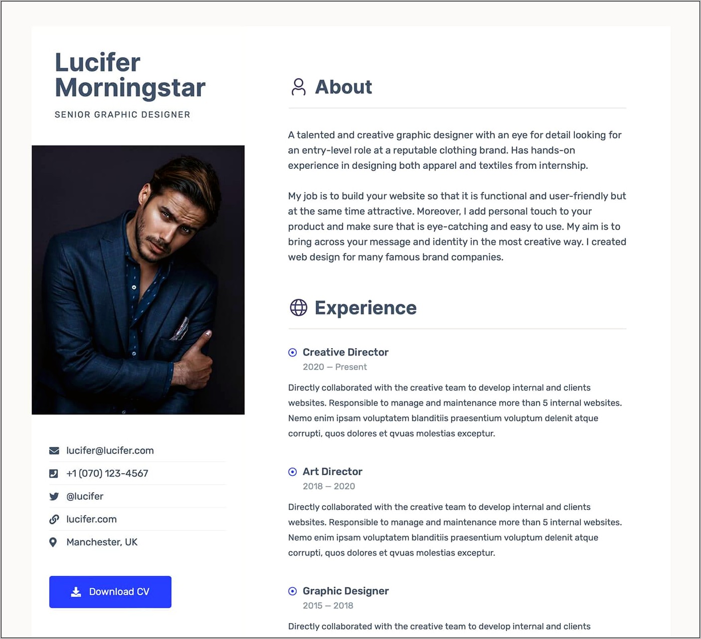 Split Personal Cv Vcard Template Free Download