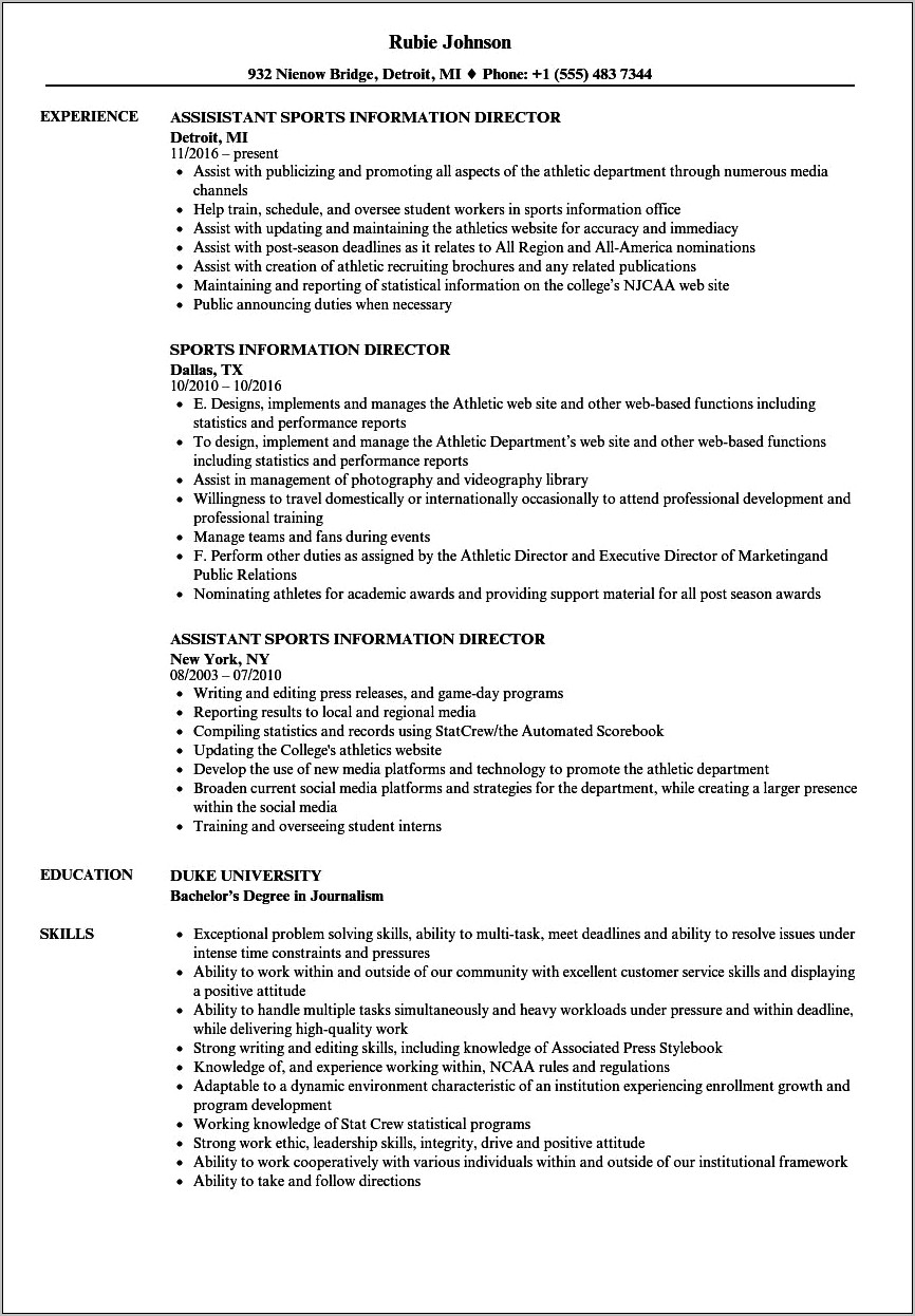 Spo Job Description For Resume