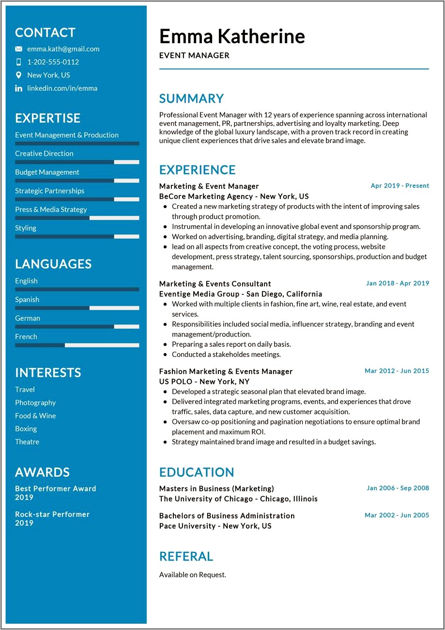 Sponsorship Coordinator Skills For Resume