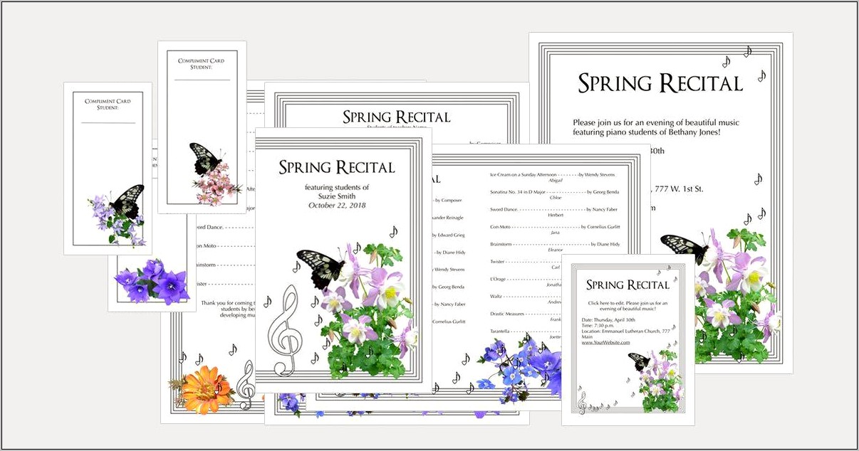 Spring Concert Program Template Black And White Free