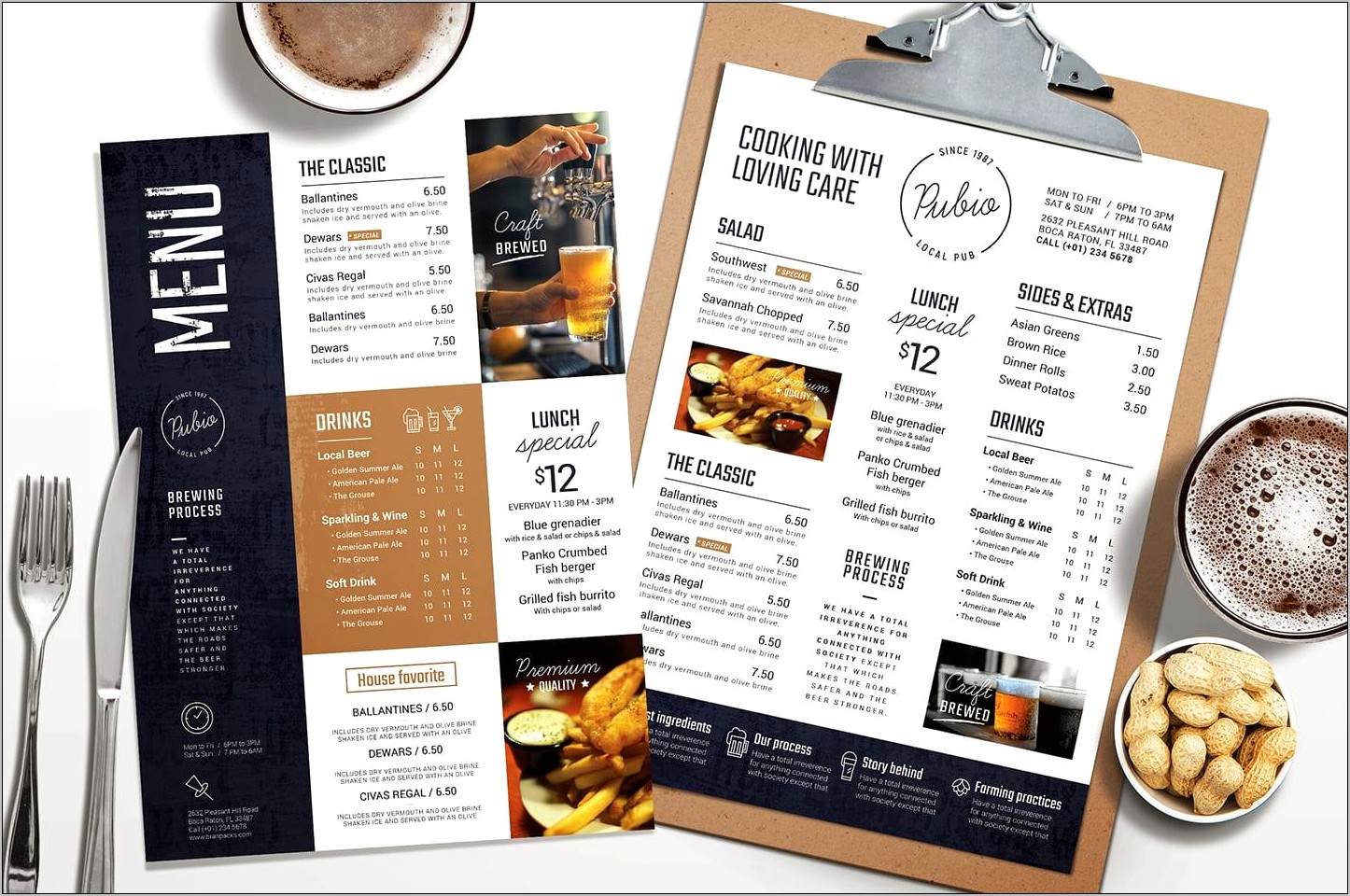 Square Menu Template For Bar Free Download