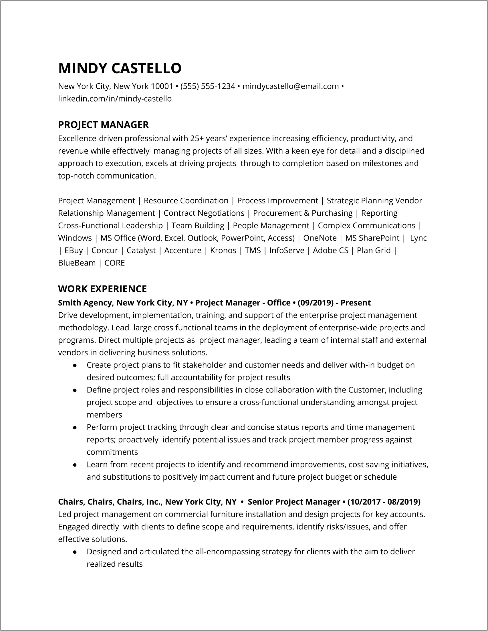 Sr Project Manager Resume Example