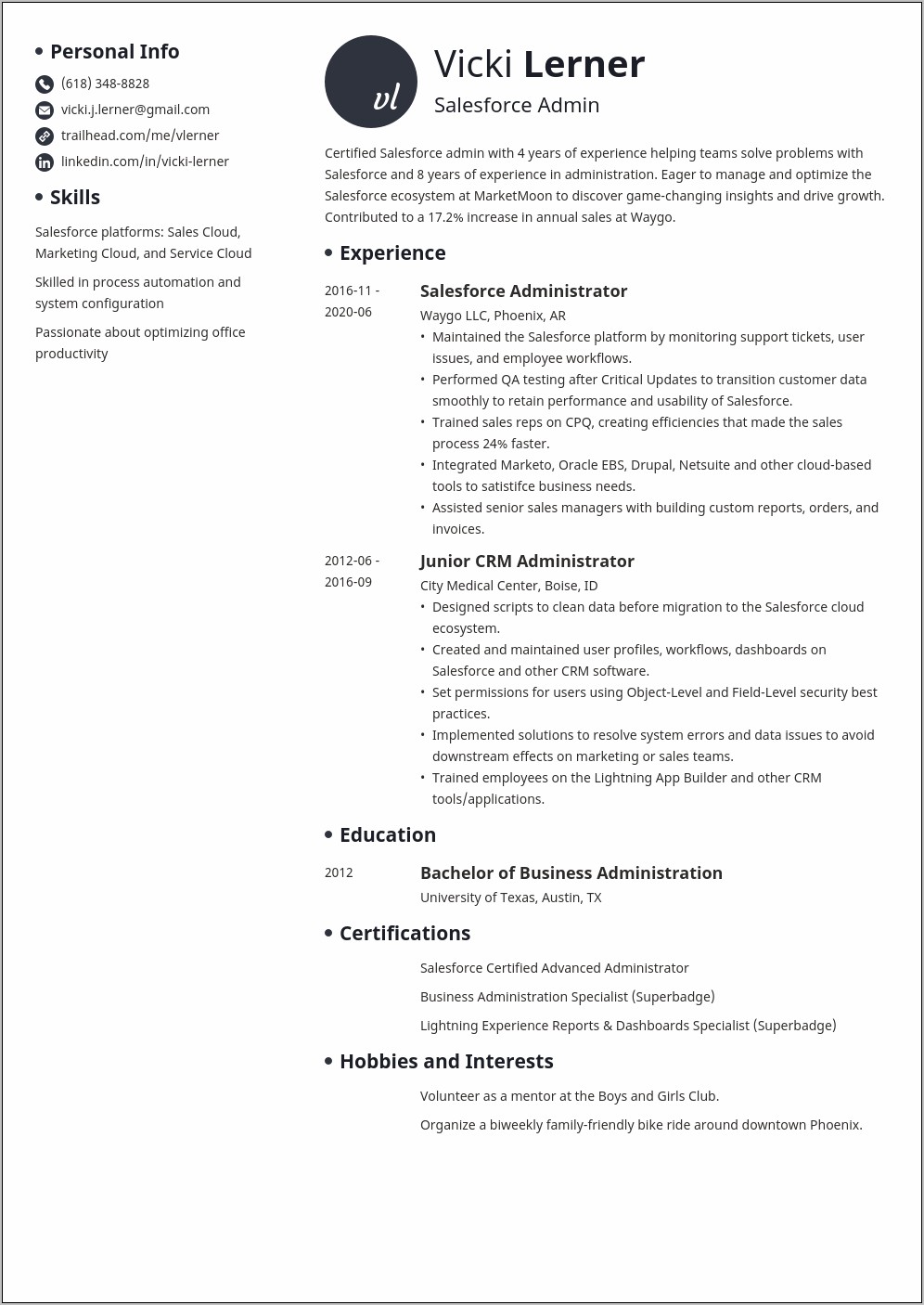 Sr.salesforce Sample Resume Resume