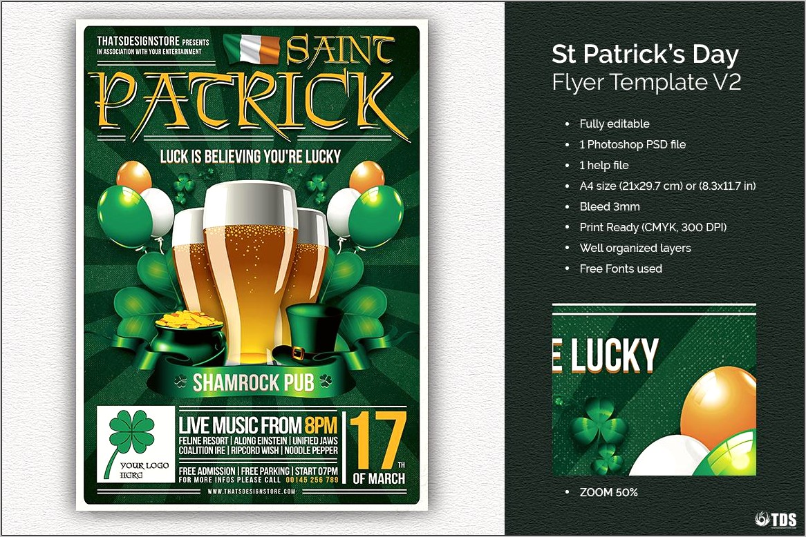 St Patrick Day 2017 Flyer Template Free