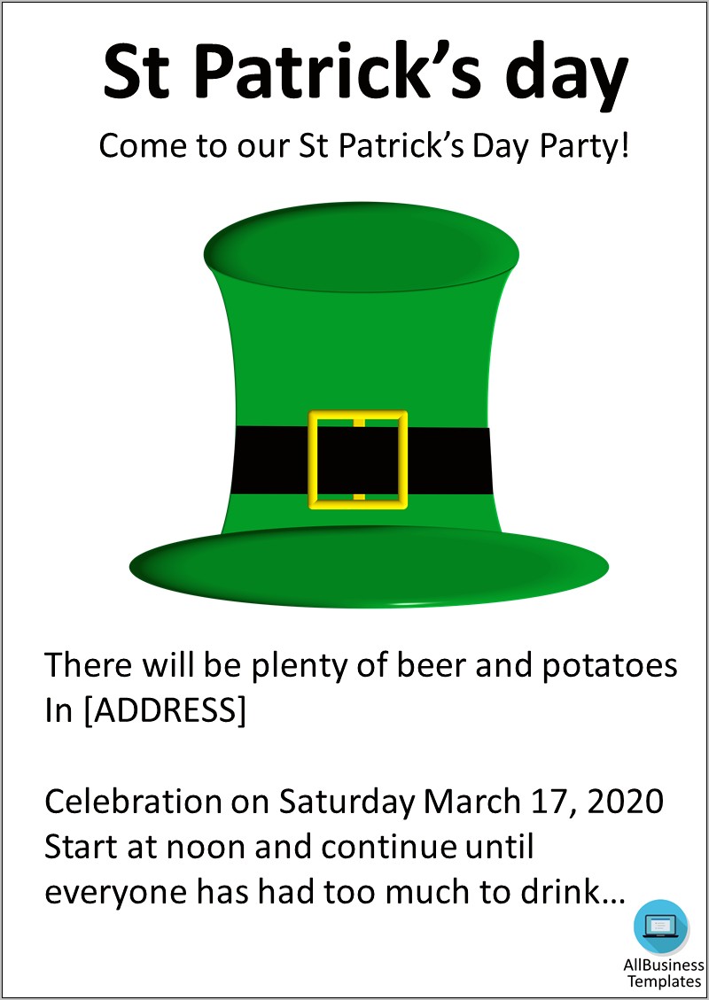 St Patrick Day 2018 Flyer Template Free