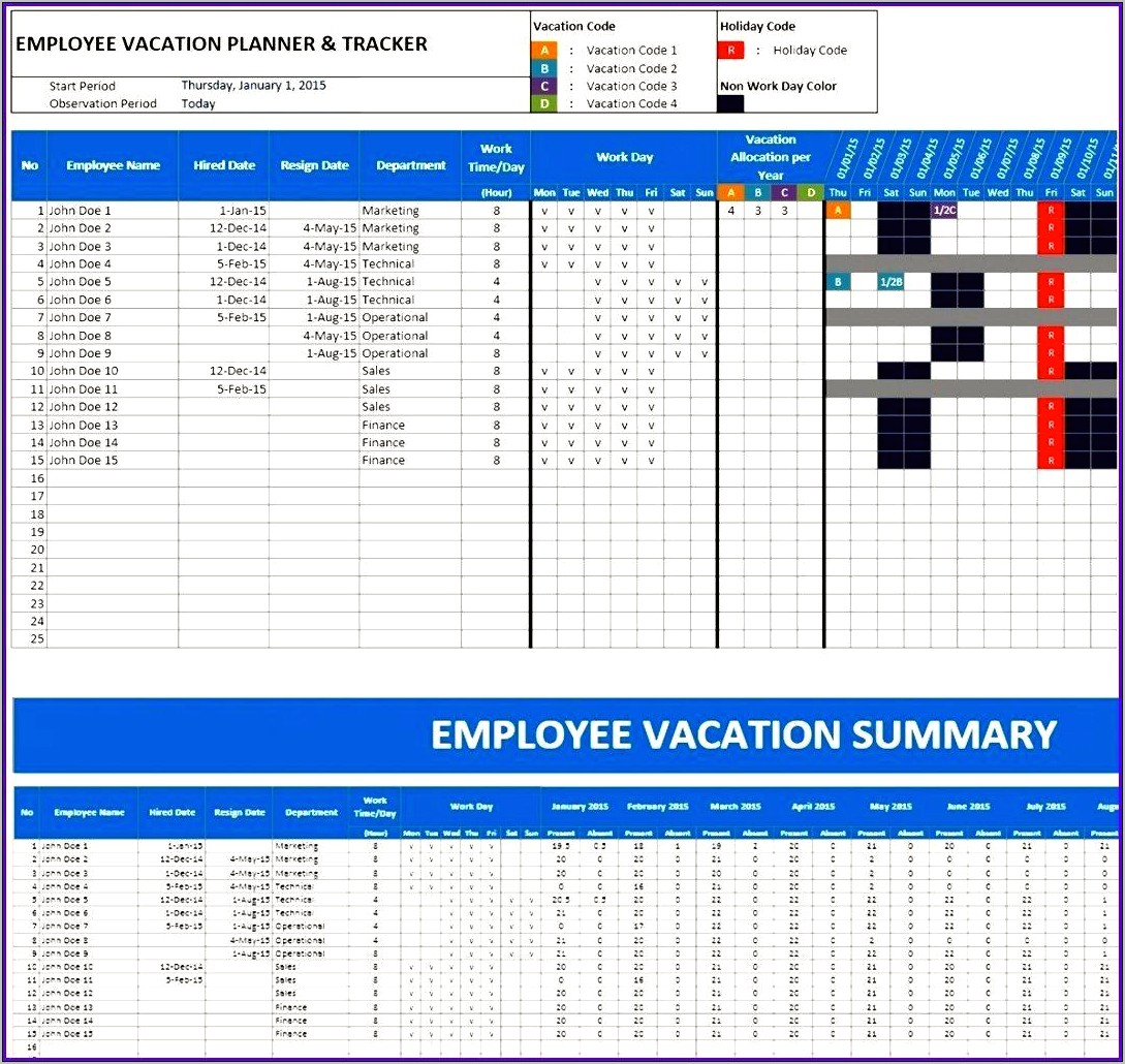 Staff Holiday Planner Template Free Excel 2017