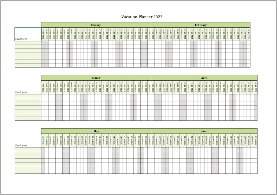 Staff Holiday Planner Template Free Excel Uk