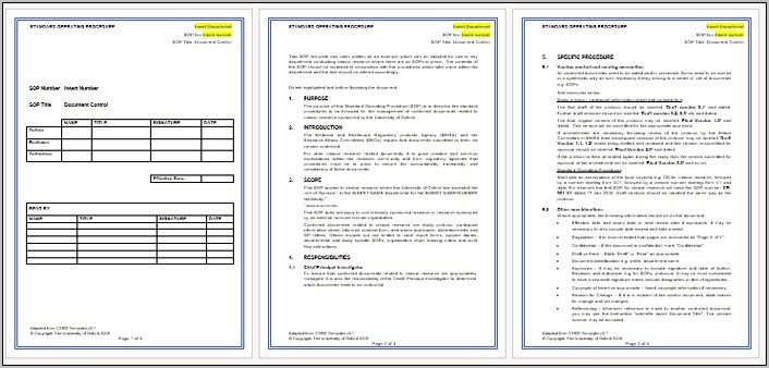 Standard Operating Procedure Free Downloadable Word Templates