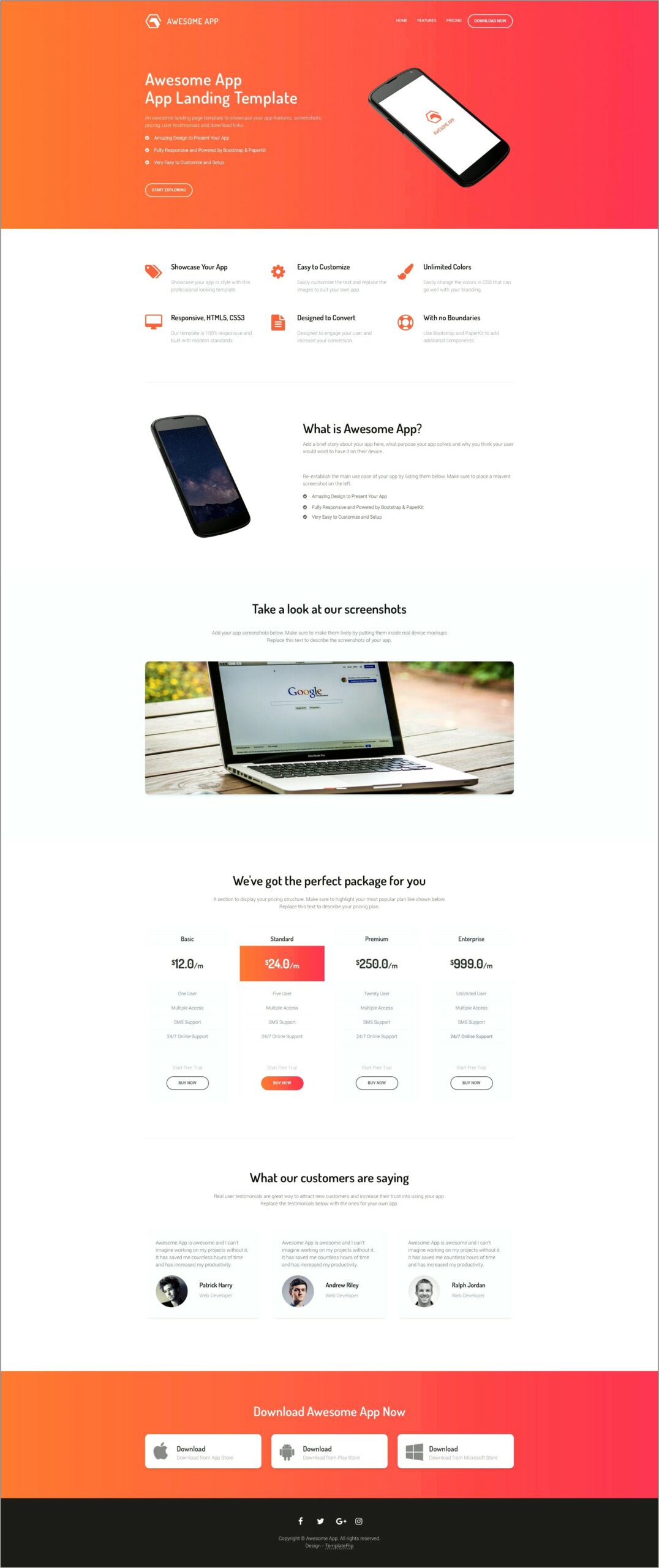 Start Responsive One Page Template Free Download