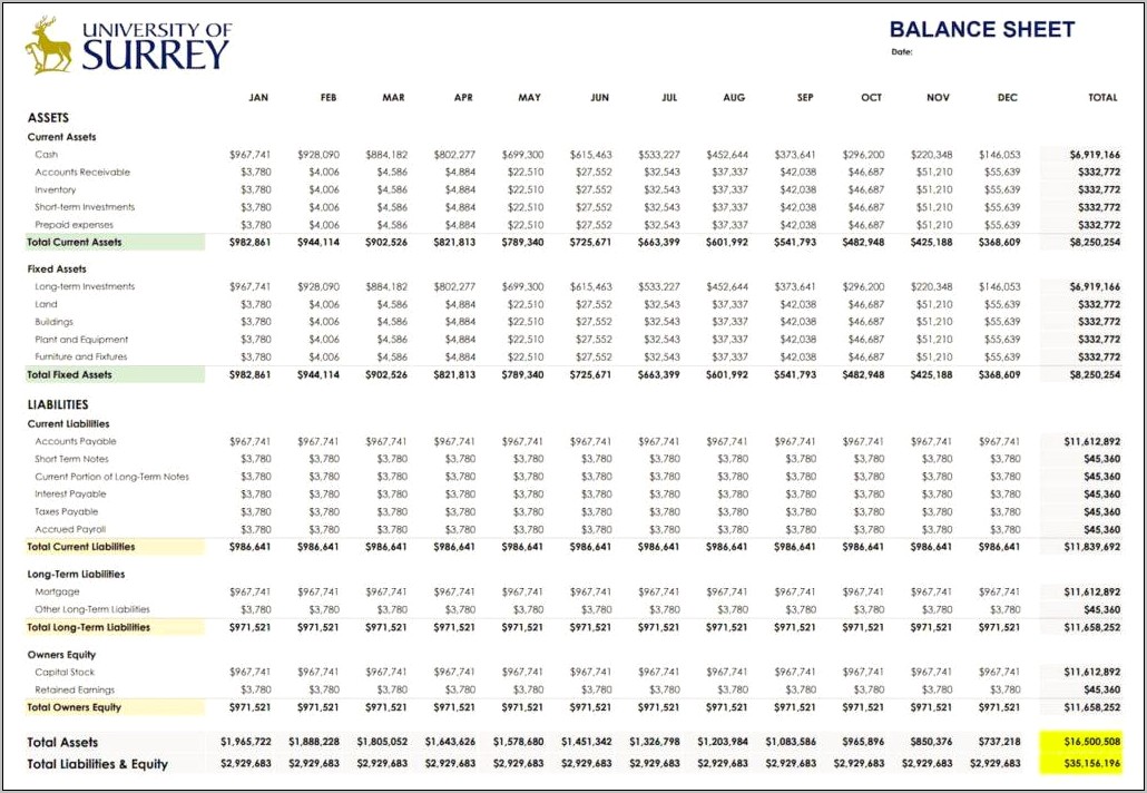 Statement Of Assets And Liabilities Template Free