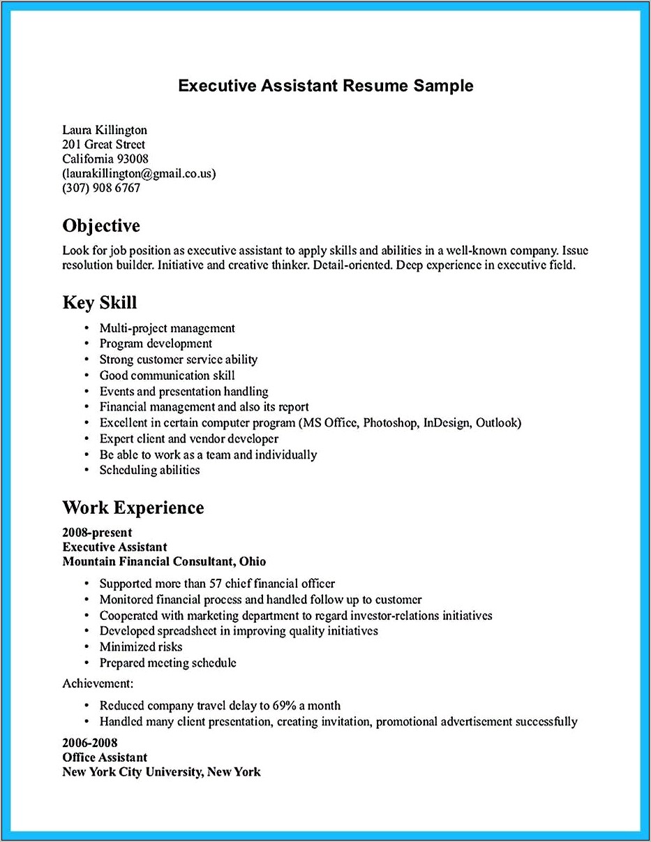 Store Administrative Assistant Resume Sample