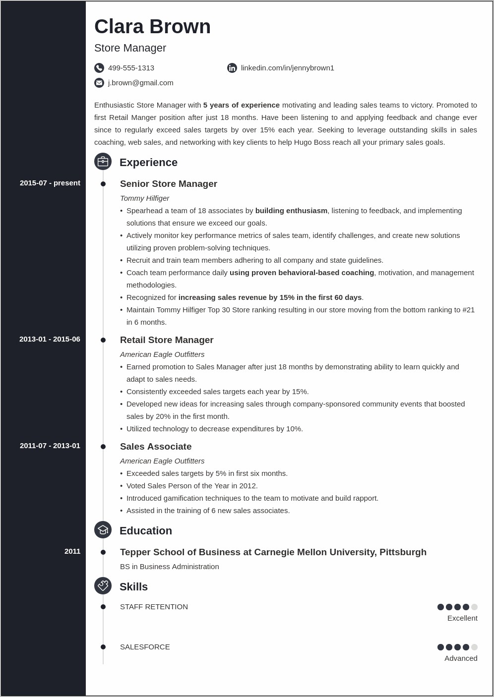 Store Manager Keywords For Resume