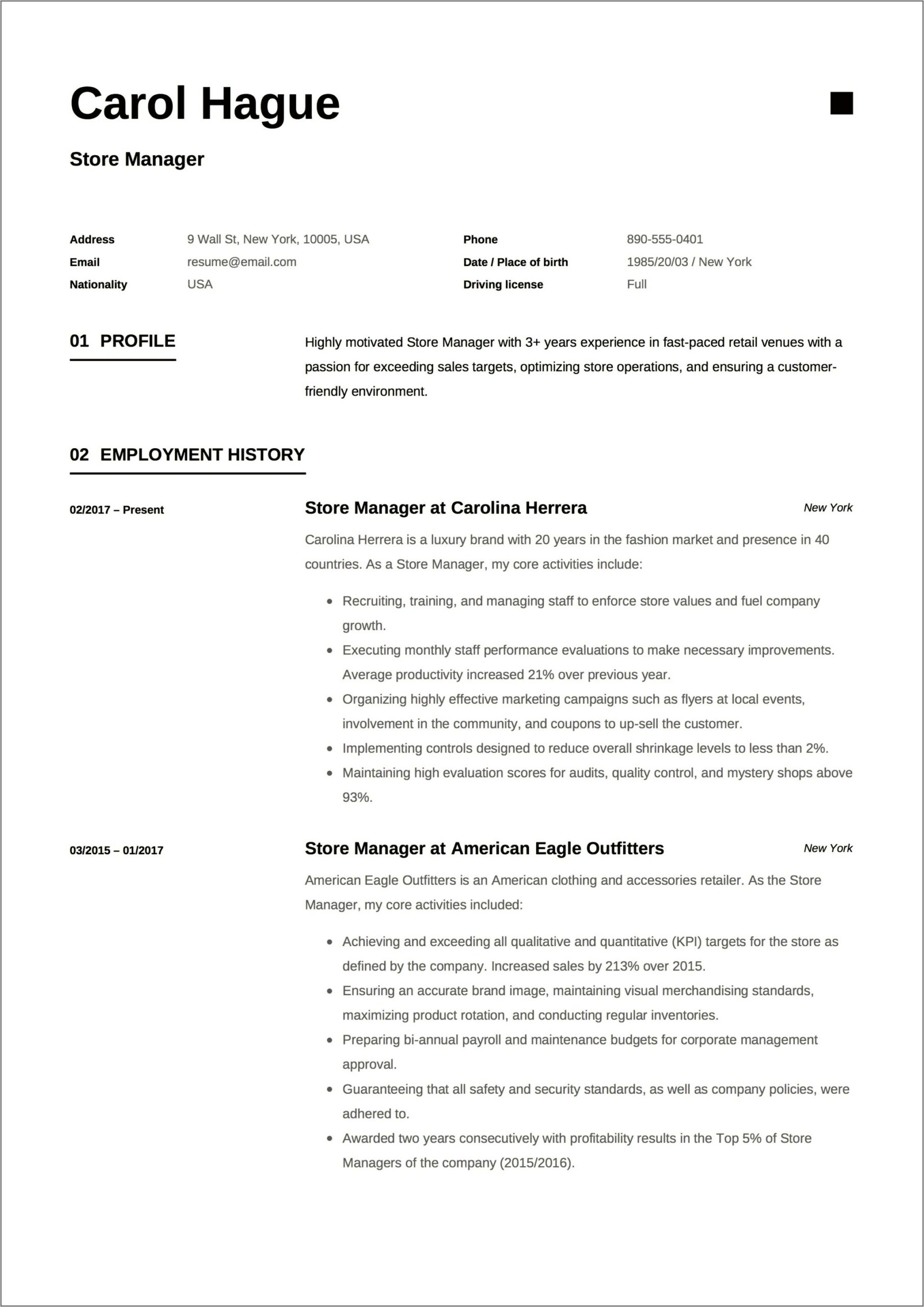 Store Officer Resume Sample Pdf